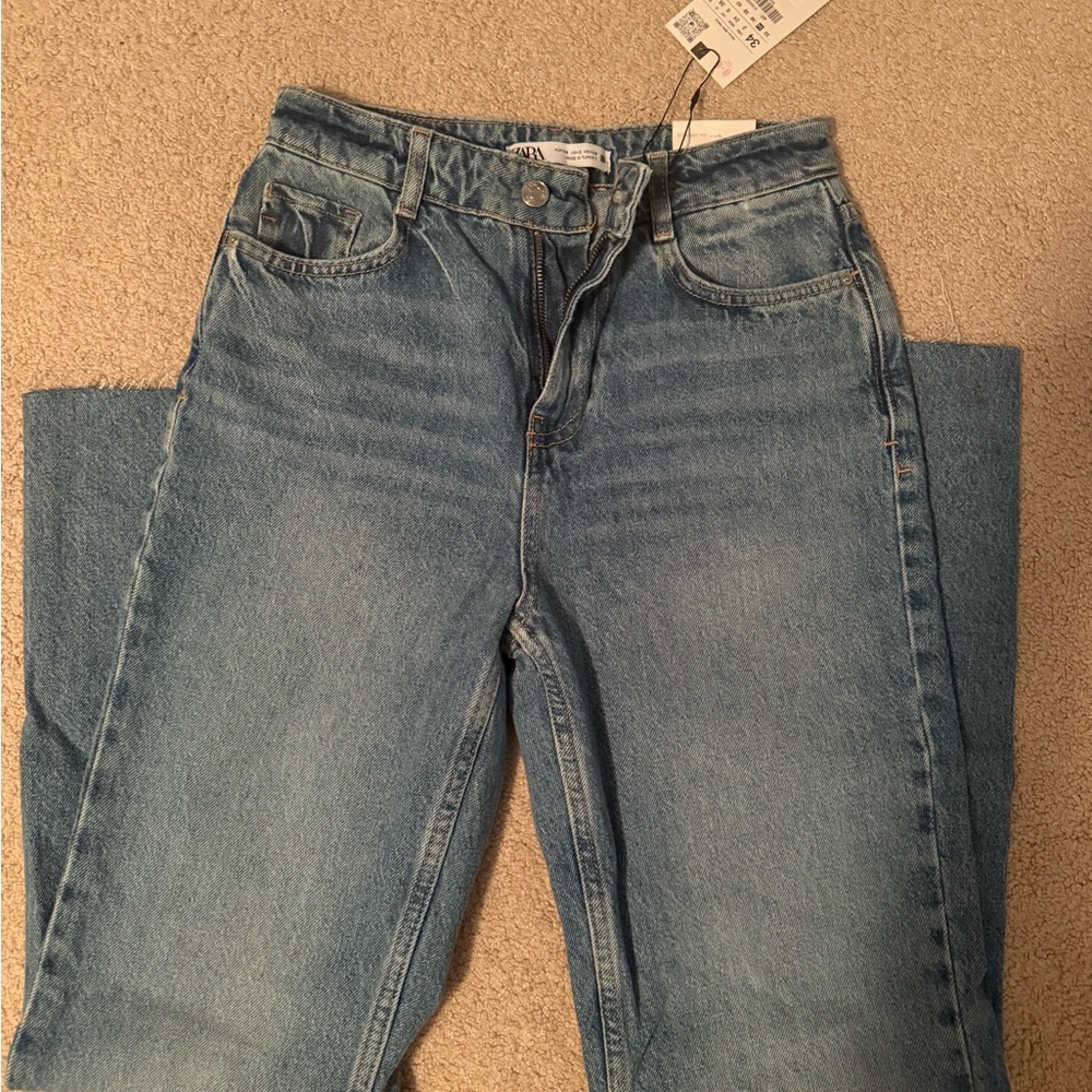 Zara High Rise Straight Leg Jeans